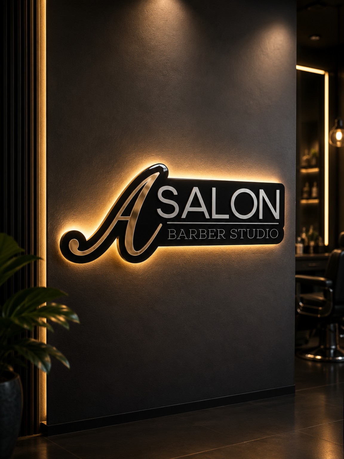 Warm illuminated business sign