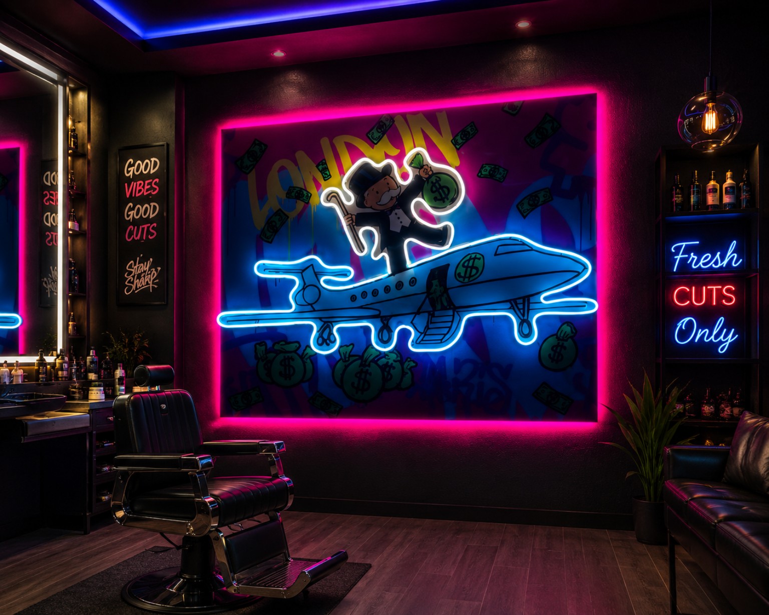 Illuminated Monopoly resin artwork